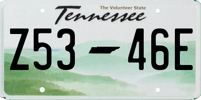 TN license plate Z5346E