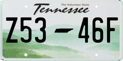 TN license plate Z5346F