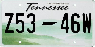 TN license plate Z5346W