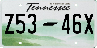 TN license plate Z5346X
