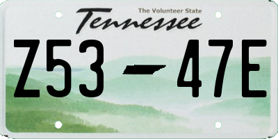 TN license plate Z5347E