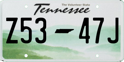TN license plate Z5347J