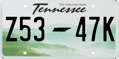 TN license plate Z5347K