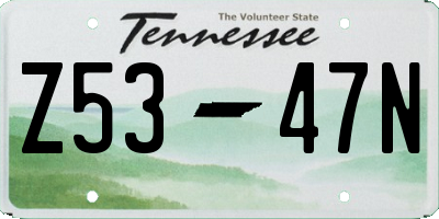 TN license plate Z5347N