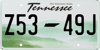 TN license plate Z5349J