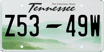 TN license plate Z5349W