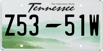 TN license plate Z5351W