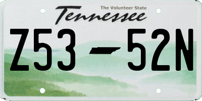 TN license plate Z5352N