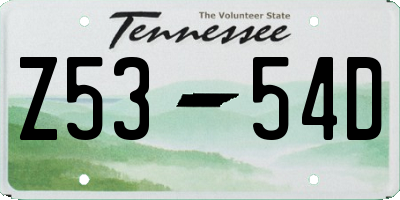 TN license plate Z5354D