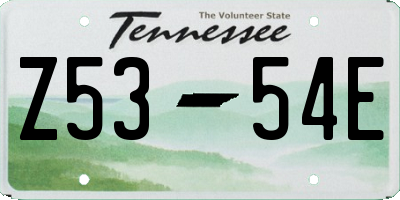 TN license plate Z5354E