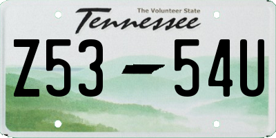 TN license plate Z5354U