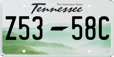 TN license plate Z5358C