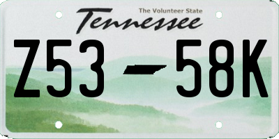 TN license plate Z5358K