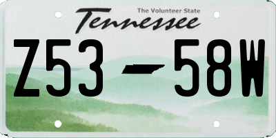 TN license plate Z5358W