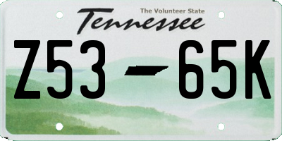 TN license plate Z5365K