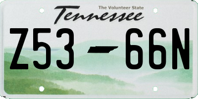 TN license plate Z5366N