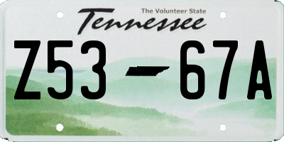 TN license plate Z5367A
