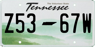 TN license plate Z5367W