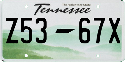 TN license plate Z5367X