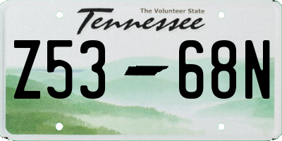 TN license plate Z5368N