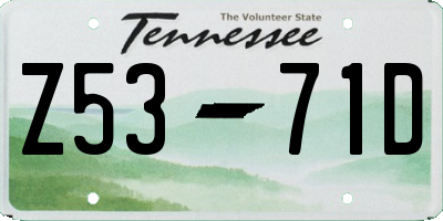 TN license plate Z5371D