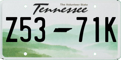 TN license plate Z5371K