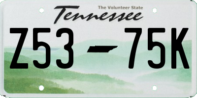 TN license plate Z5375K