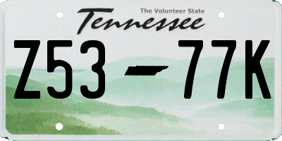 TN license plate Z5377K