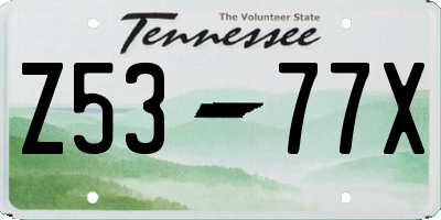 TN license plate Z5377X