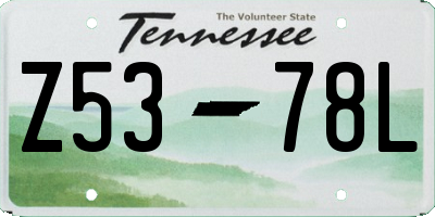 TN license plate Z5378L