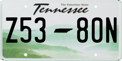 TN license plate Z5380N