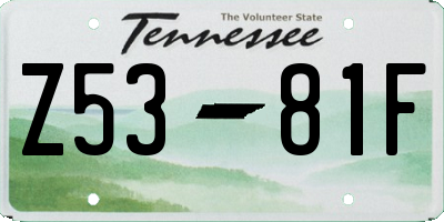 TN license plate Z5381F