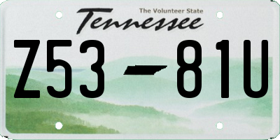 TN license plate Z5381U
