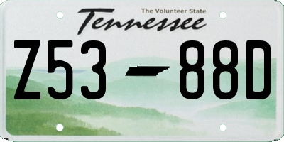 TN license plate Z5388D