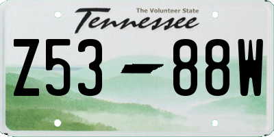 TN license plate Z5388W