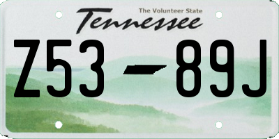 TN license plate Z5389J