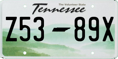 TN license plate Z5389X