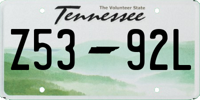 TN license plate Z5392L