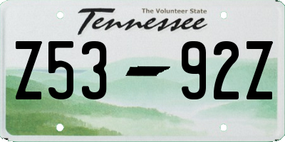 TN license plate Z5392Z