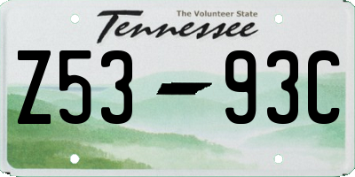 TN license plate Z5393C