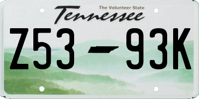 TN license plate Z5393K