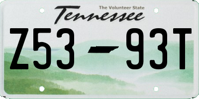 TN license plate Z5393T