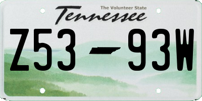 TN license plate Z5393W