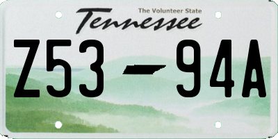 TN license plate Z5394A