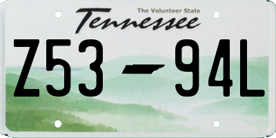TN license plate Z5394L