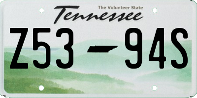 TN license plate Z5394S