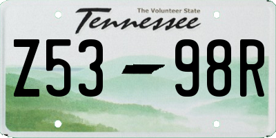 TN license plate Z5398R