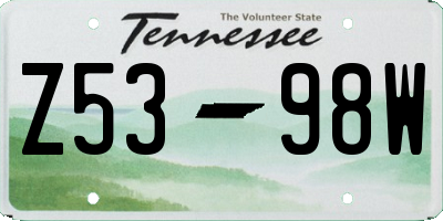 TN license plate Z5398W