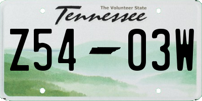 TN license plate Z5403W