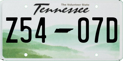 TN license plate Z5407D